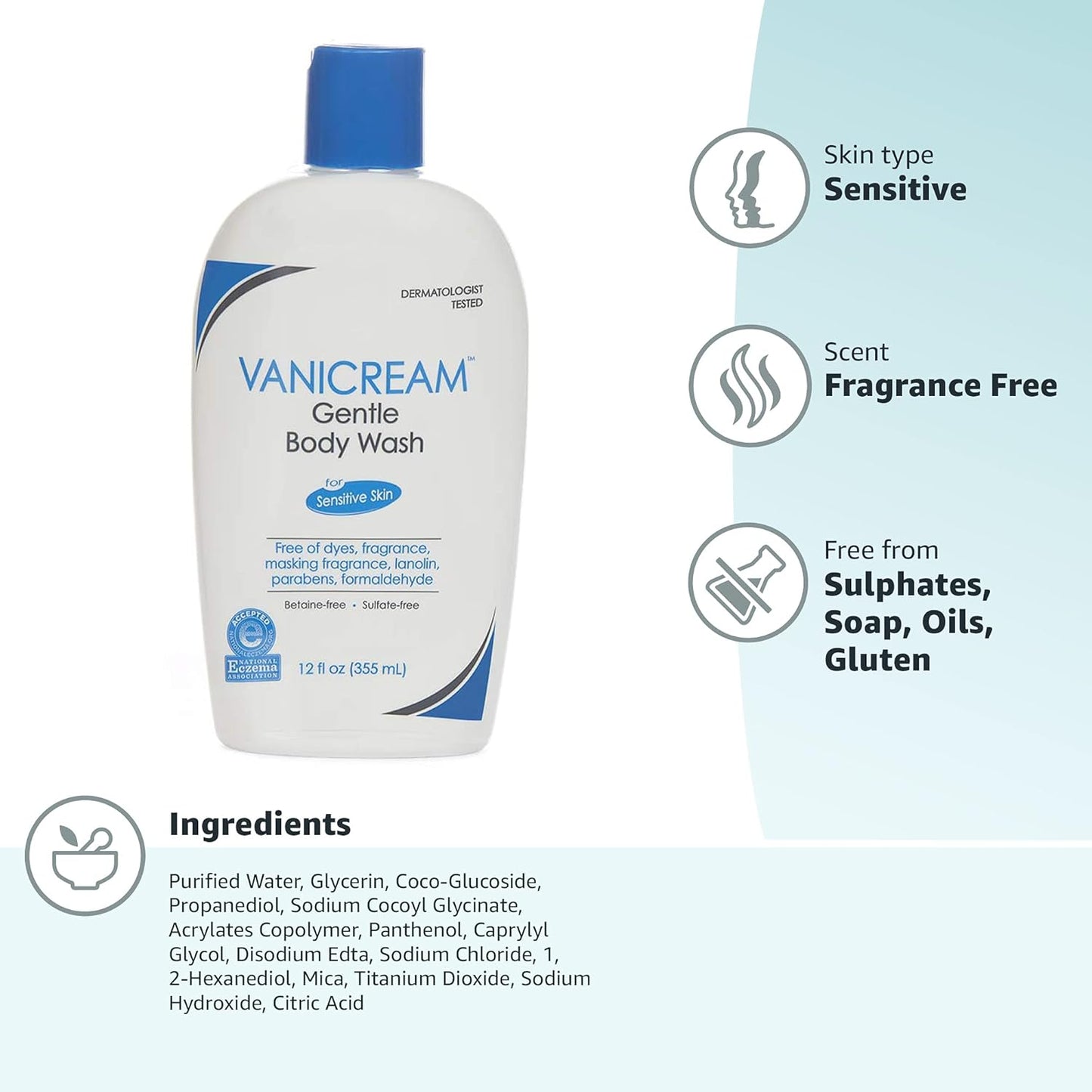 Vanicream Gentle Body Wash -12 fl oz