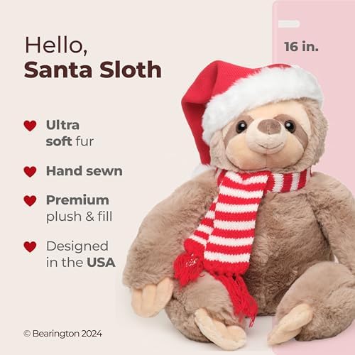 Bearington Christmas Santa Sloth Plushie