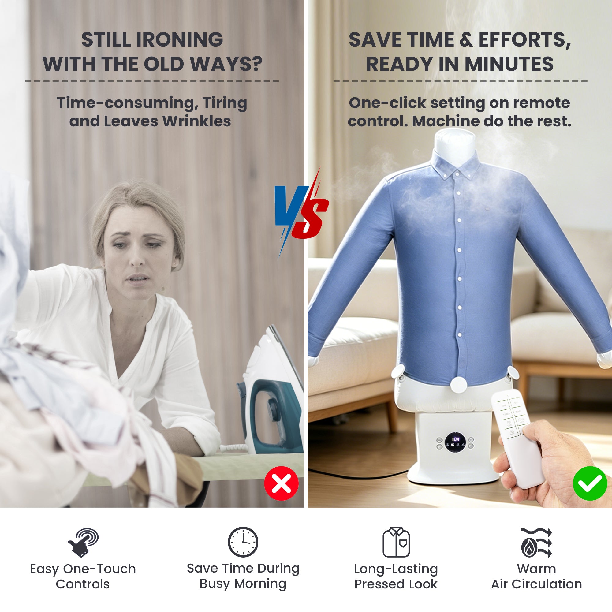 Foldspark Automatic Ironing Machine with Remote Control
