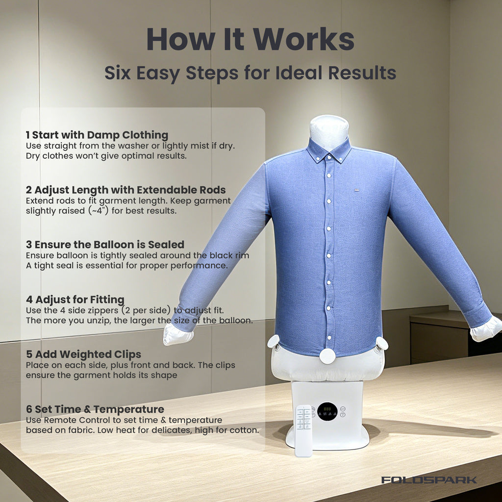 Foldspark Automatic Ironing Machine with Remote Control
